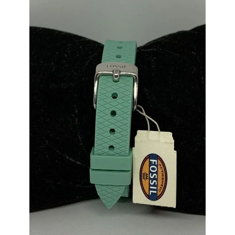 Fossil ES4403 Women's Green Silicone Analog Silver Dial Quartz Wrist Watch LW14